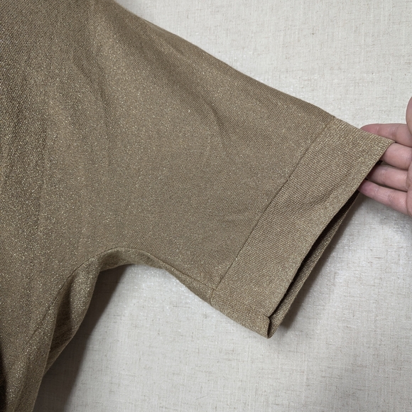 MICHAEL Michael Kors Gold Lurex Cowl Neck Dolman Sleeve Sweater Top XL - Picture 7 of 14